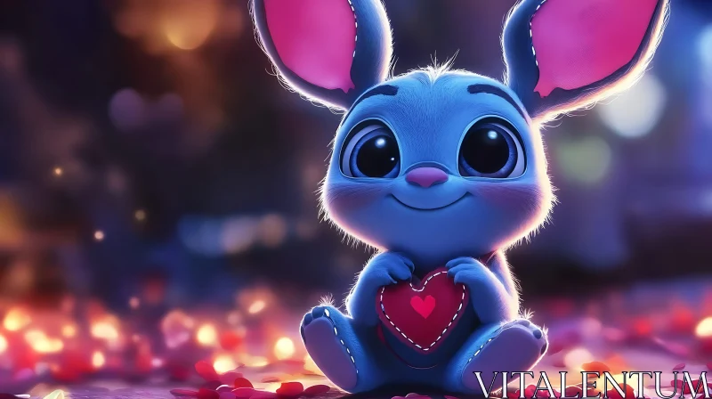 AI ART Cartoon Bunny Holding Heart