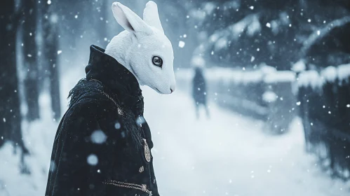 Winter Rabbit Character Portrait
