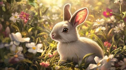 Rabbit in a Flower Meadow