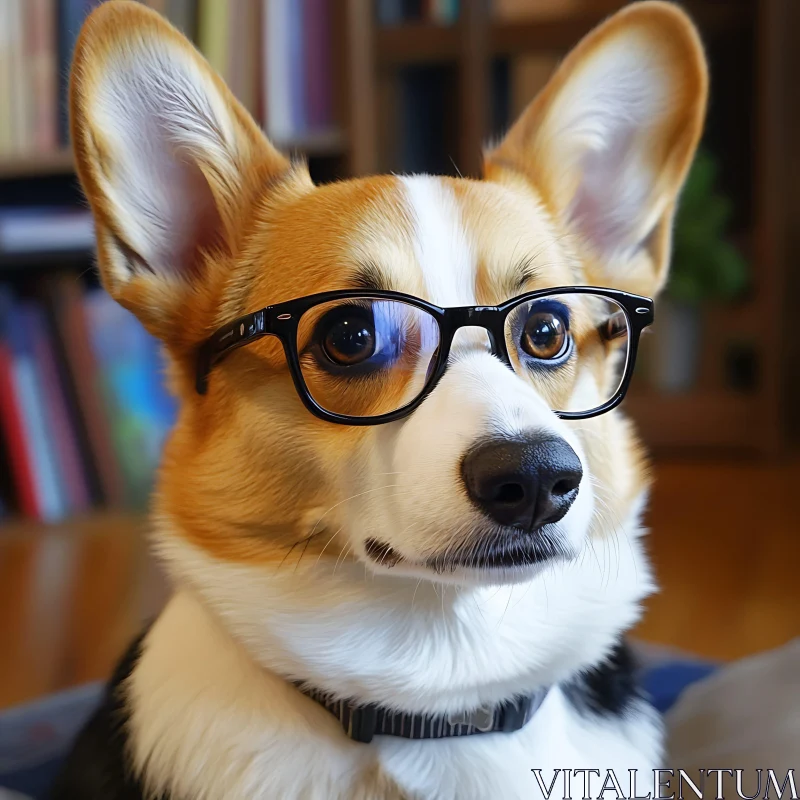 Intelligent Corgi in Glasses AI Image