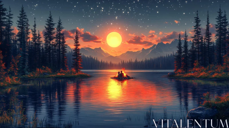 AI ART Serene Night Landscape by the River