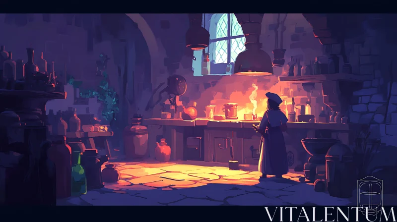 Vintage Alchemist's Lab Illustration AI Image