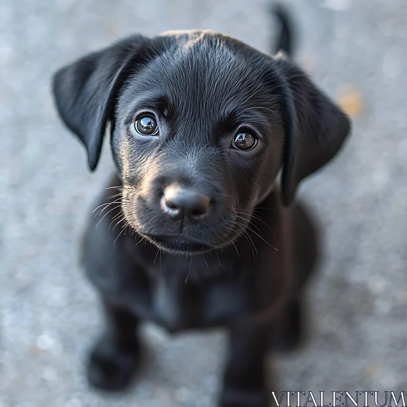 Cute Black Dog with Expressive Eyes AI Image