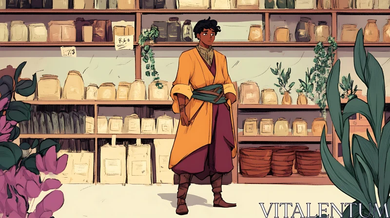 Shopkeeper in a Vintage Store AI Image