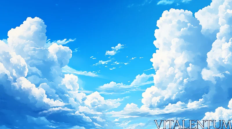 Beautiful Cloud Formations Against a Blue Sky AI Image