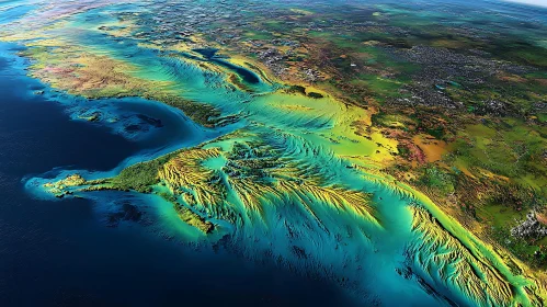 Aerial View of Island's Terrain