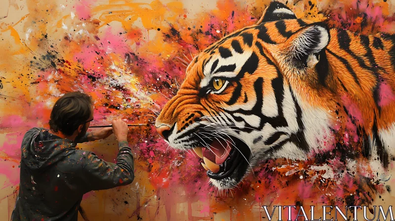 AI ART Artist Creating a Tiger Artwork