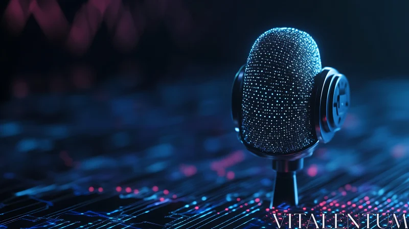 Studio Microphone with Digital Background AI Image