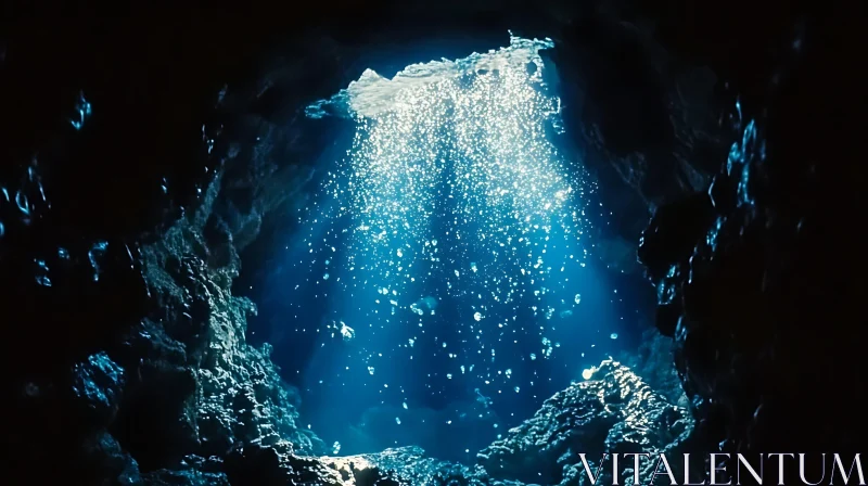 AI ART Sunlit Cave - Underwater Scene