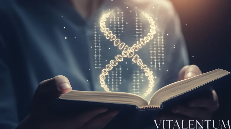 Genetic Code Emerging from a Book AI Image