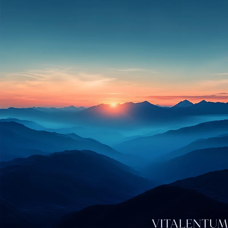 Serene Mountain Sunset AI Image