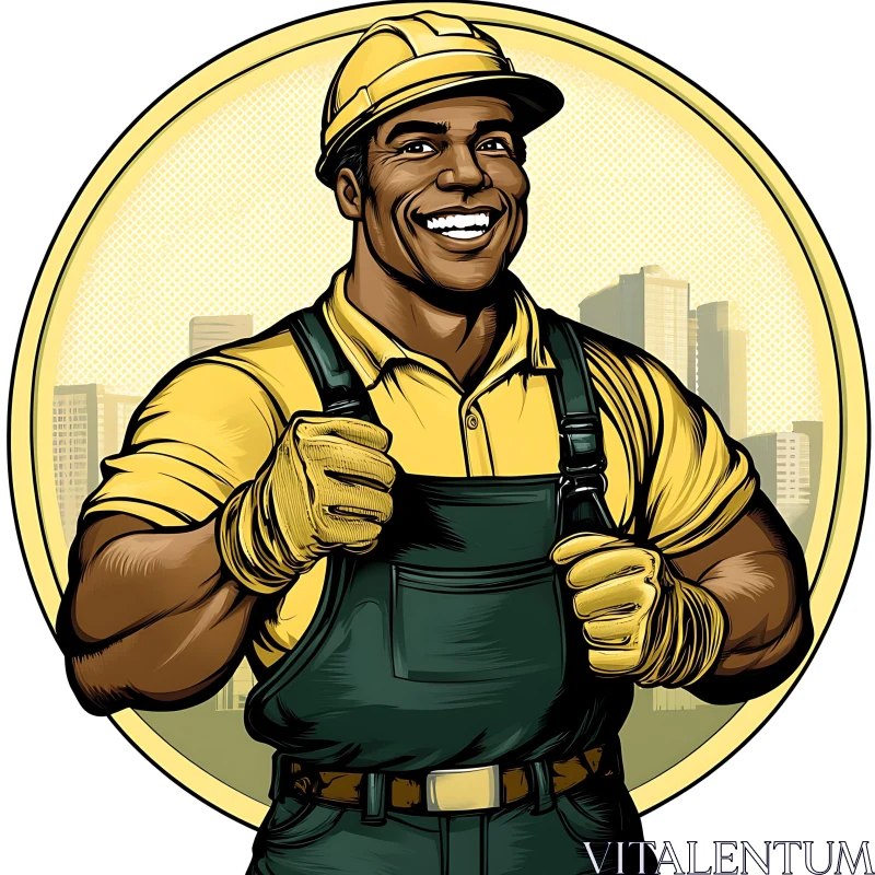 AI ART Happy Tradesman Illustration with Urban View