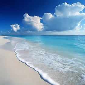 Seascape with White Sand and Blue Sky