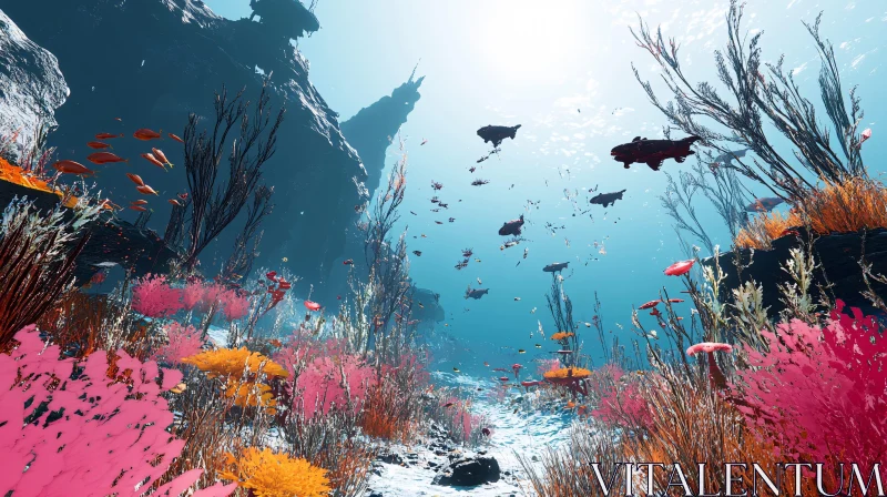 Marine Life in Colorful Depths AI Image