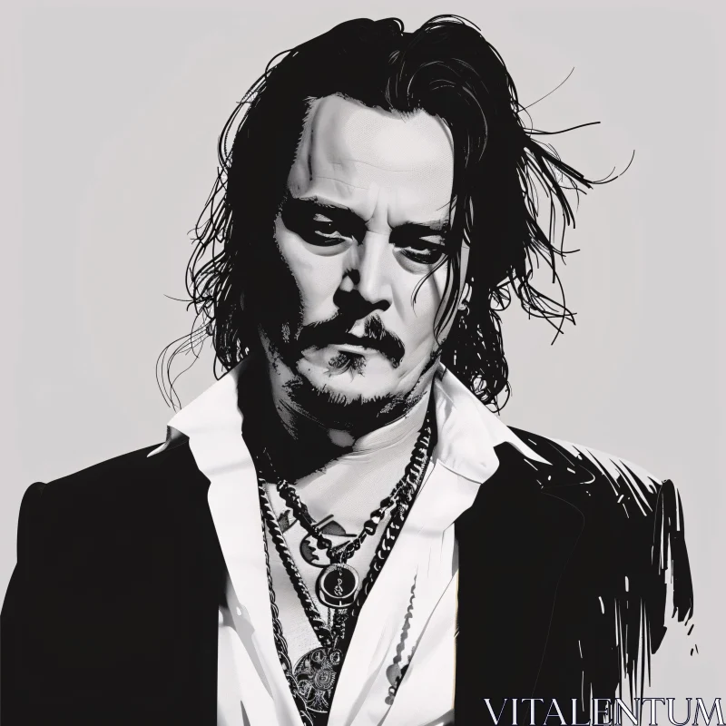 AI ART Monochrome Art of Johnny Depp