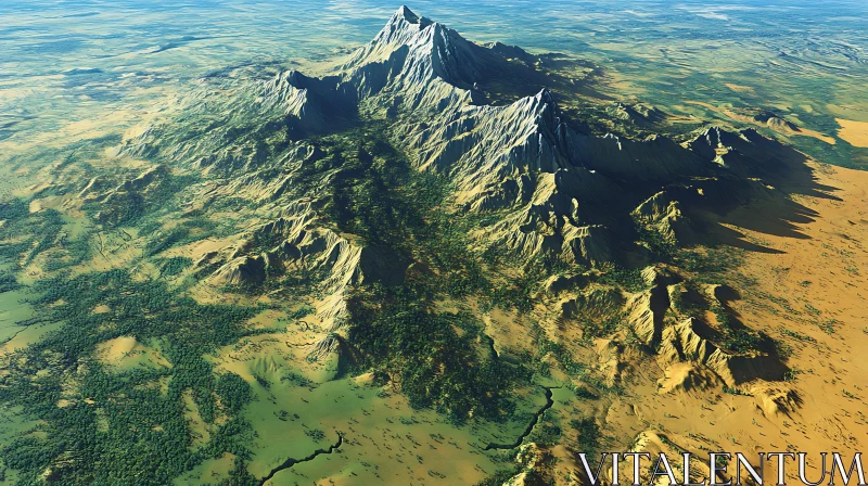 Mountain Range Aerial Landscape AI Image