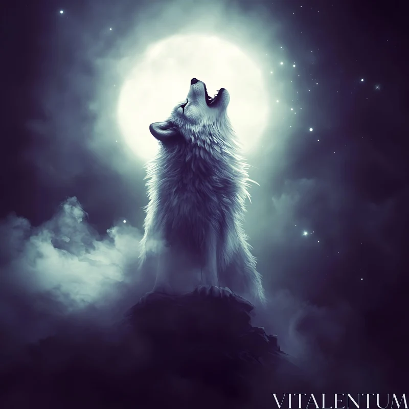 AI ART Lunar Serenade: A Wolf's Cry