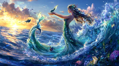 Ocean's Embrace: A Mermaid's Gentle Touch