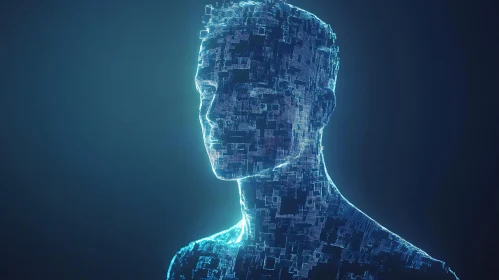 Digital Humanoid in Blue