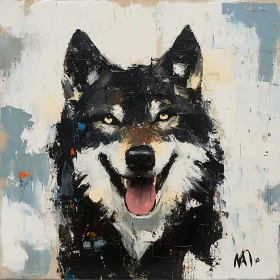 Smiling Wolf Acrylic Portrait