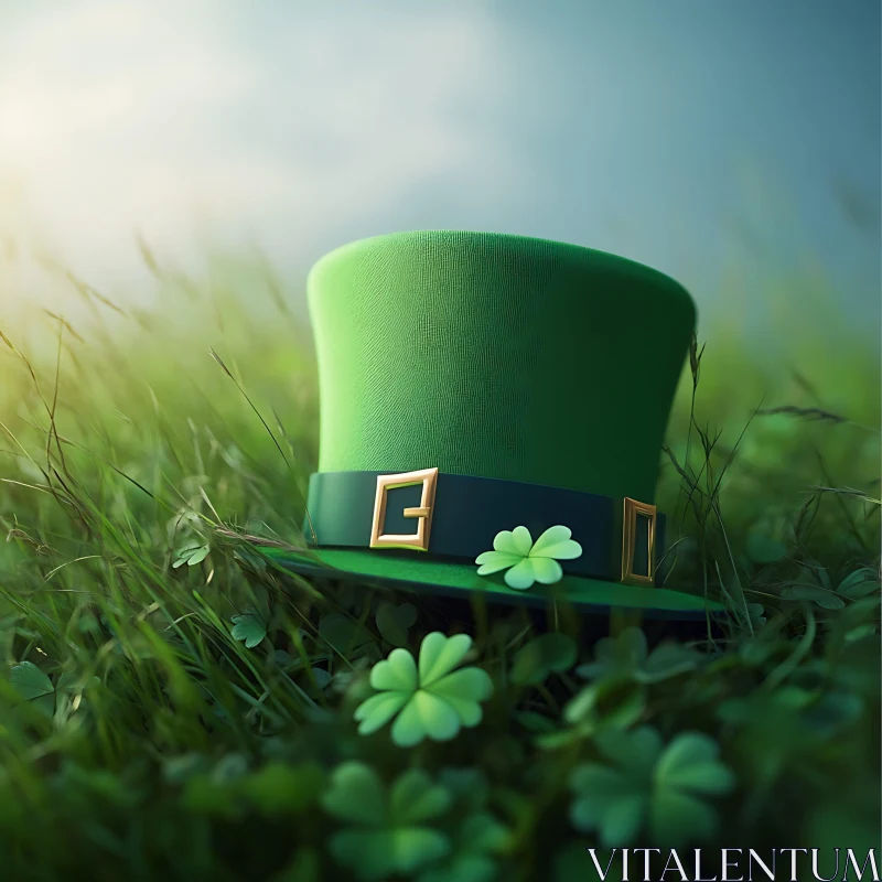 St. Patrick's Day Hat in Meadow AI Image