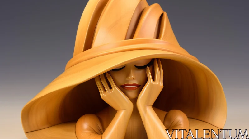 Captivating Wooden Hat Sculpture | Cinema4d Style AI Image