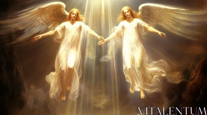Celestial Angels Soaring in Heavenly Light AI Image