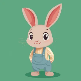 Cartoon Rabbit with Overalls Design