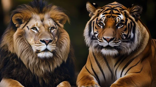 Majestic Lion and Tiger Face Off