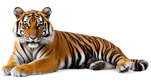 Tranquil Tiger on White Background