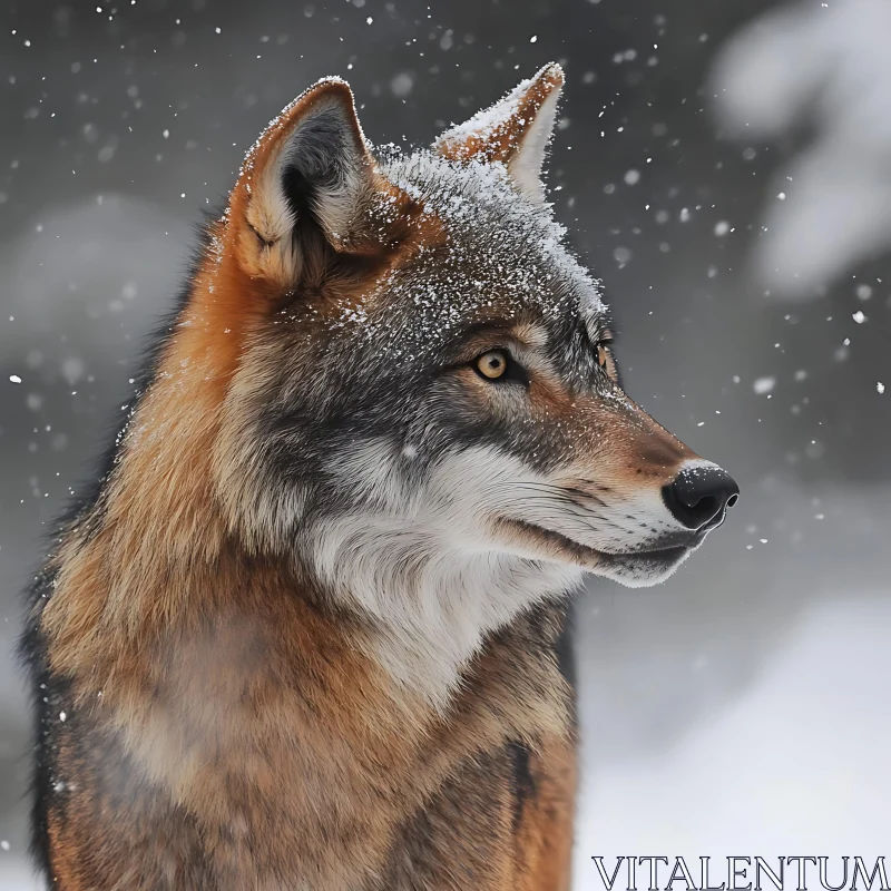 AI ART Snowy Wolf Close-Up