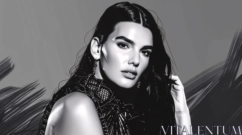 AI ART Glamorous Kendall Jenner in Monochrome