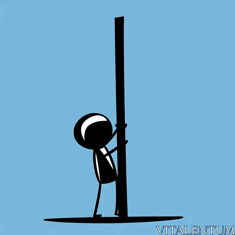 AI ART Abstract Stickman on Pole Illustration