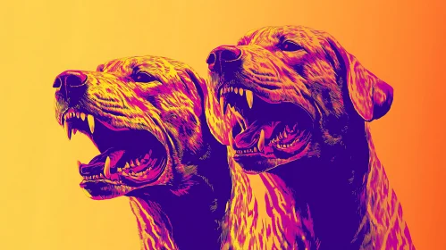 Colorful Digital Art of Dogs in Pop Art Style