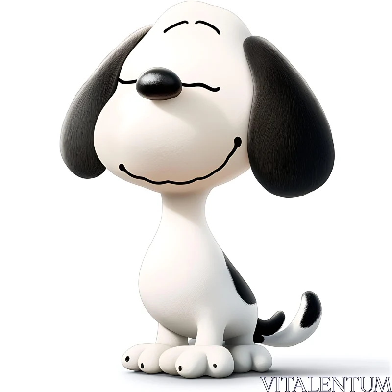 Joyful Cartoon Dog in Black and White AI Image