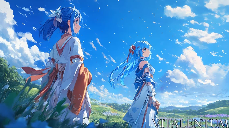 Anime Fantasy Landscape with Characters AI Image