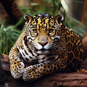 Resting Jaguar on Rock