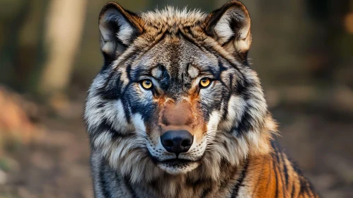 Intense Wolf Gaze: Wildlife Animal Portrait