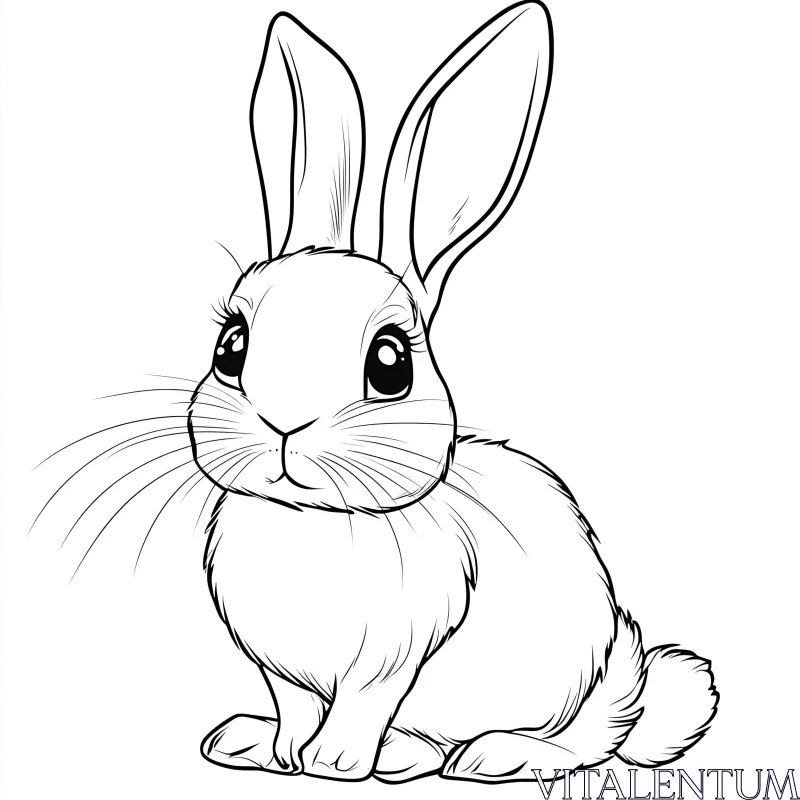 Monochrome Rabbit Sketch AI Image