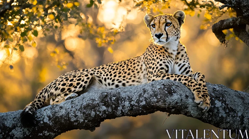 Resting Cheetah on a Branch AI Image