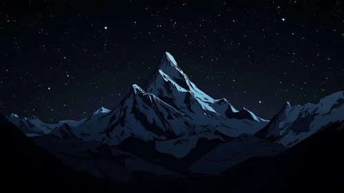 Night Sky Over Mountain Peaks