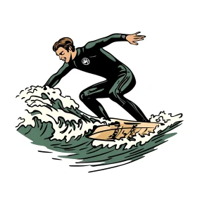 Riding the Wave: Surfer on a Board