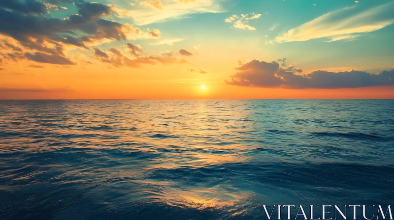 Peaceful Seascape at Sunset AI Image