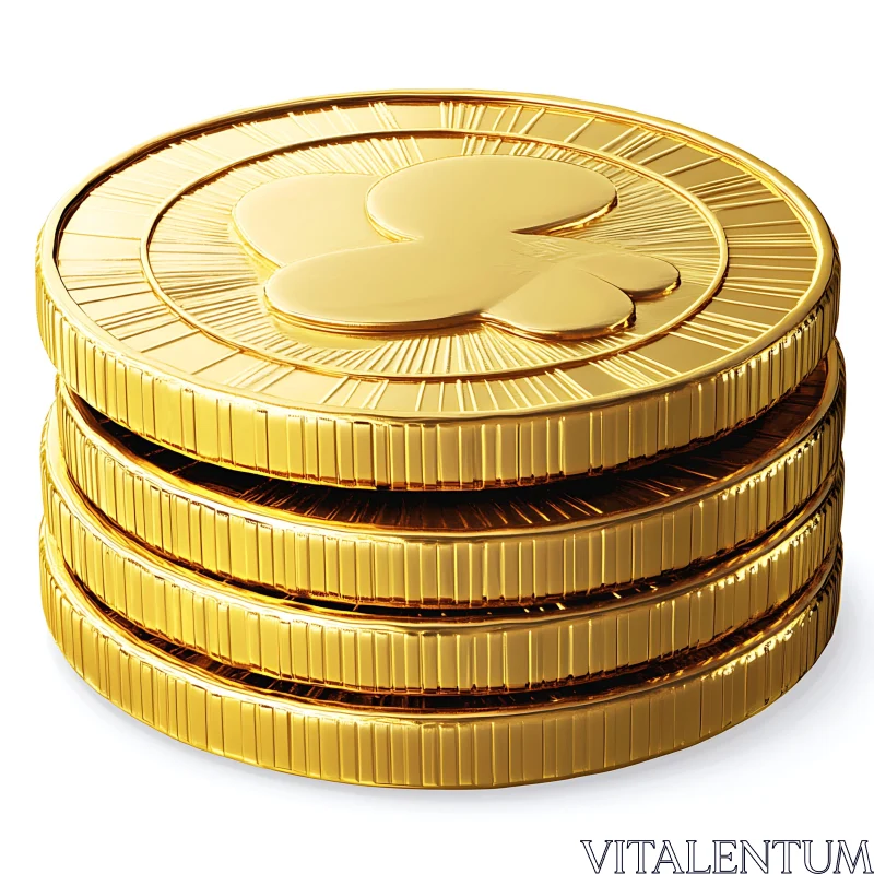 Stack of Lucky Golden Coins AI Image