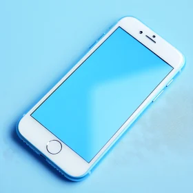 Stylish Blue Smartphone Lying on a Blue Surface