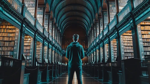 Man in Historic Library