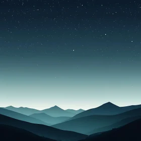 Layered Mountains at Night