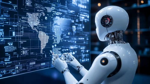 AI Robot Interface World Map