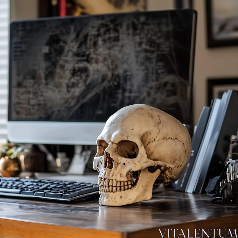 Skull Still Life with Computer AI Image