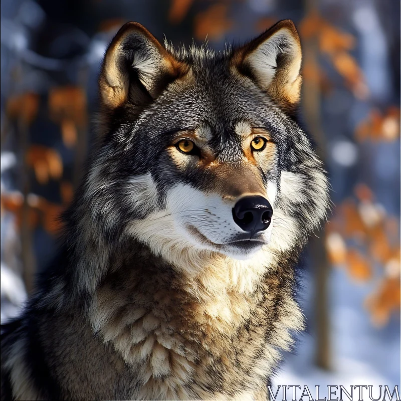 Close-Up of a Wolf in the Wild AI Image